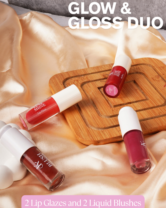 2 Lip Glazes + 2 Liquid Blushes